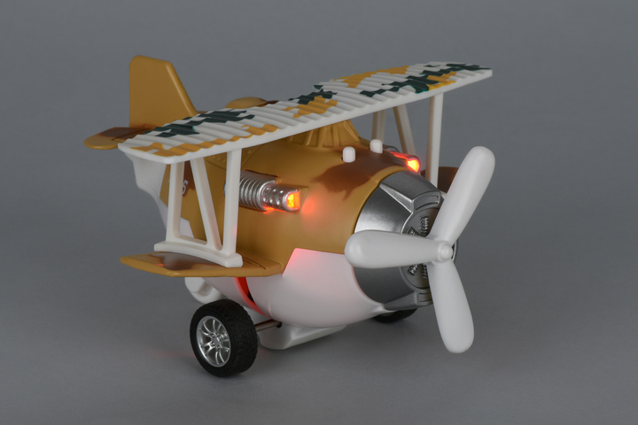 Самолет металический инерционный Same Toy Aircraft коричневый со светом ...