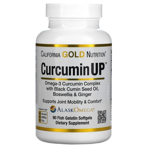 Омега-3 и куркумин, California Gold Nutrition, Curcumin UP, 90 капсул - изображение 1