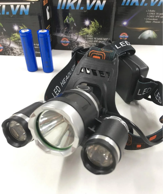 Ліхтар налобний акумуляторний на 3 діоди Bailong RJ3000-T6 CREE - зображення 4
