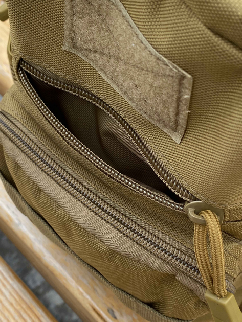 Сумка-рюкзак тактическая однолямочная через плечо Tactic Backpack Бежевый (TB-11024) - изображение 2