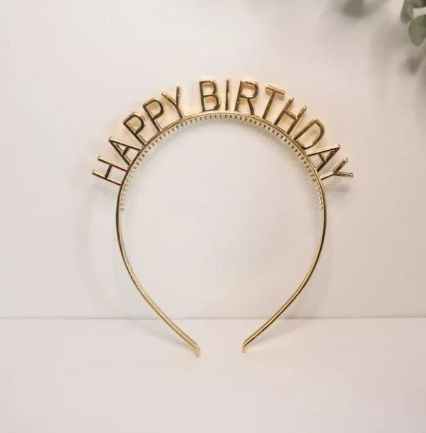 Обруч Для Волосся Happy Birthday Золото - зображення 1