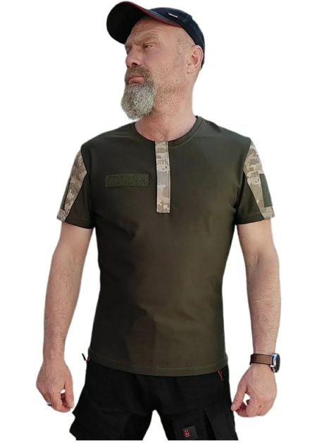 Военная тактическая футболка ВСУ размер L (50-52) 120160 хаки - изображение 1