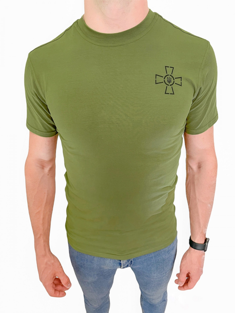 Футболка ЗСУ з хрестом, літня військова футболка Олива чоловіча, тактична футболка військовослужбовців ЗСУ Розмір 2XL (54) - зображення 1