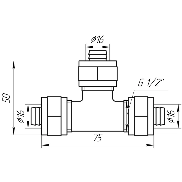 Тройник промежуточный APE 731 L 16x16x16 000000854 - изображение 3