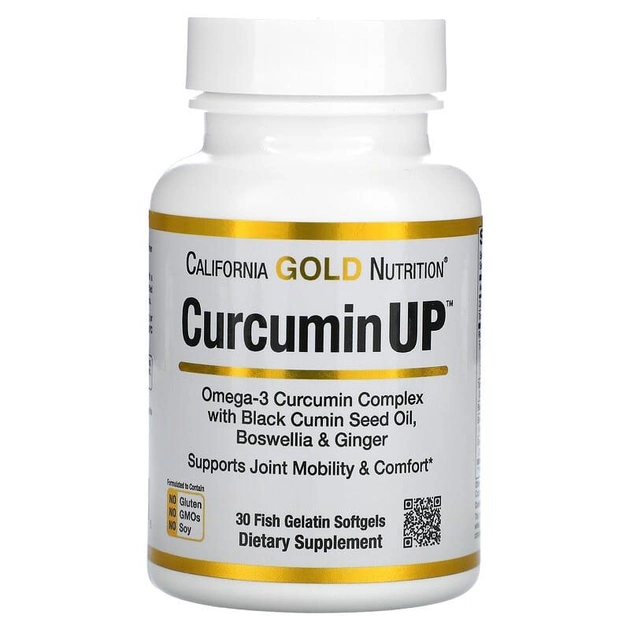 Омега-3 та куркумін, California Gold Nutrition, Curcumin UP, 30 капсул - зображення 1