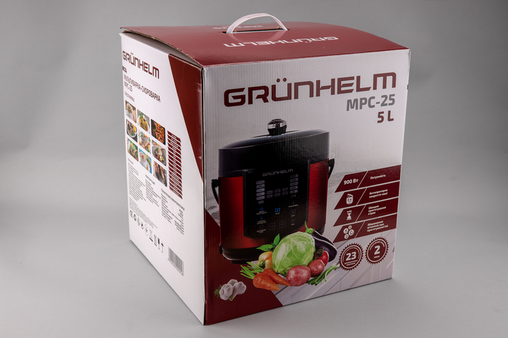Мультиварка-скороварка Grunhelm MPC-25, 5 л, 1000 Вт, 25 программ, сенсорное управление, красно-черная - изображение 4