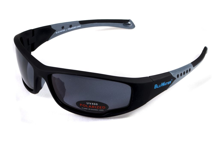 Очки поляризационные BluWater Daytona-3 Polarized (gray), серые в чёрно-серой оправе - изображение 1