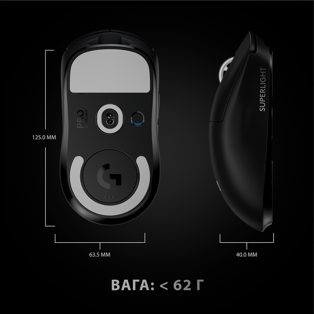 Миша Logitech G Pro X Superlight Wireless Black (910-005880) - Фото 8 Миша Logitech G Pro X Superlight Wireless Black (910-005880) - зображення 8