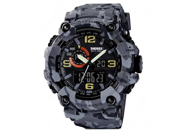 Мужские наручные часы Skmei 1520CMGY Gray Camo спортивные с подсветкой - изображение 4