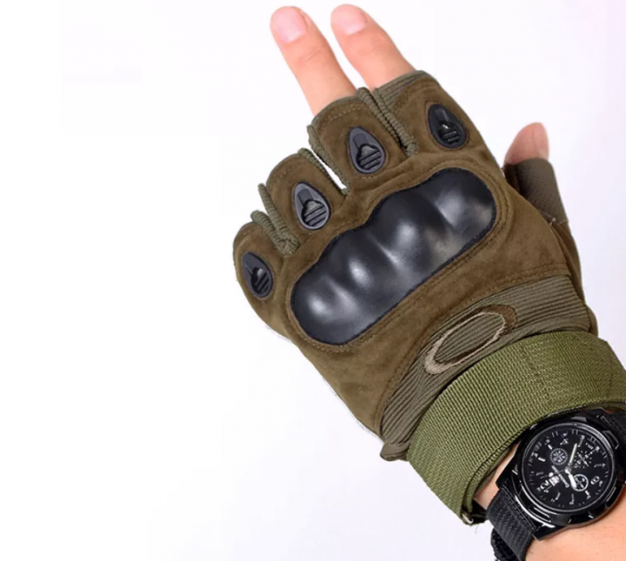 Рукавички тактичні без пальців (пара) OAKLEY, розмір L, колір зелений - зображення 3