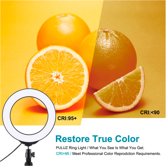 Кільцева USB LED-лампа Puluz PKT3059B 6.2" + настільний штатив - зображення 10