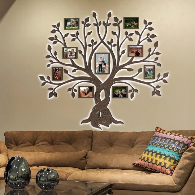 Семейное дерево для фотографий с подсветкой 9 рамок LikeWood Family ...