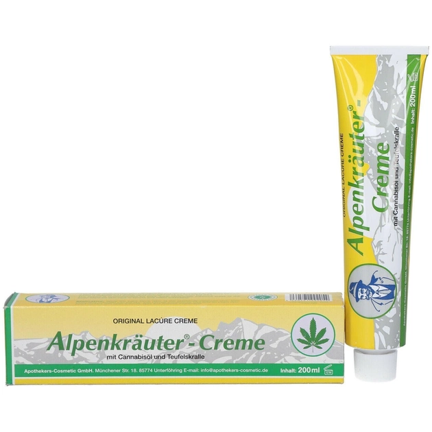Крем для зняття болю та втоми Alpenkräuter Creme з олією конопель 200 мл - зображення 2