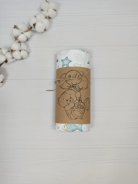 Непромокаемая пеленка многоразовая 80×100 для новорожденных a.l.babybox Морские жители Разноцветный - изображение 3
