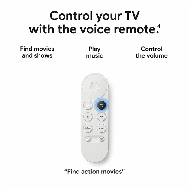 Медіаплеєр Google Chromecast 4K with Google TV White (GA01919-US