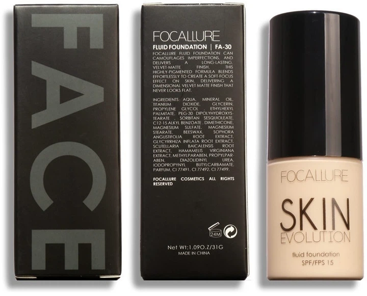 Тональная основа-флюид - Focallure Skin Evolution Fluid Foundation 08 - Sand (31ml) (634477-10183) - изображение 2