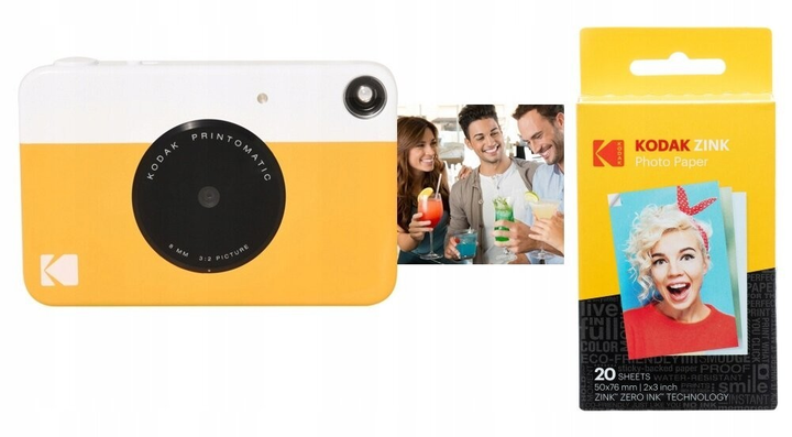 Камера моментальной печати KODAK Printomatic Yellow + Набор бумаги 20 ...
