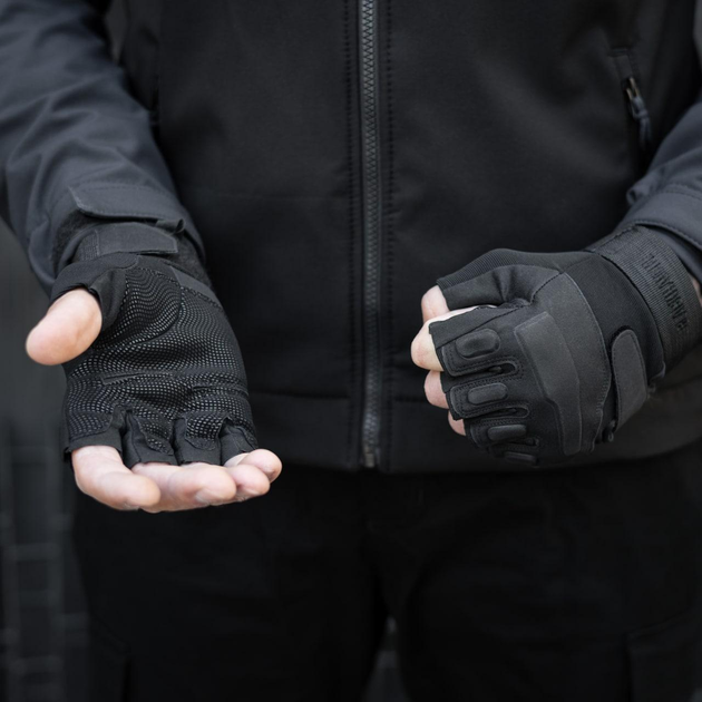 Тактические перчатки,беспалые, без накладки, Black S - изображение 2