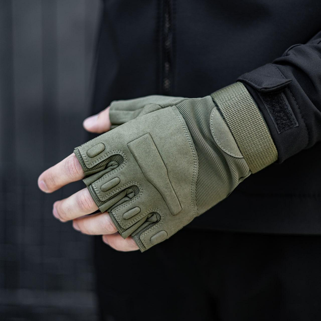 Тактические перчатки, беспалые, без накладки, Олива XL - изображение 2