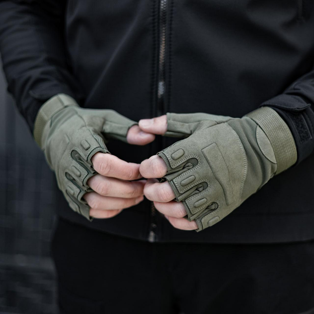 Тактические перчатки, беспалые, без накладки, Олива L - изображение 1