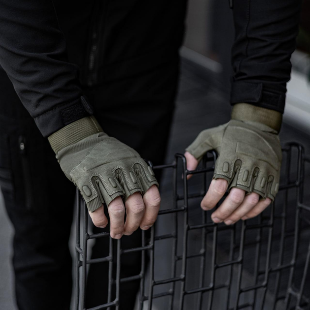 Тактические перчатки, беспалые, без накладки, Олива L - изображение 2