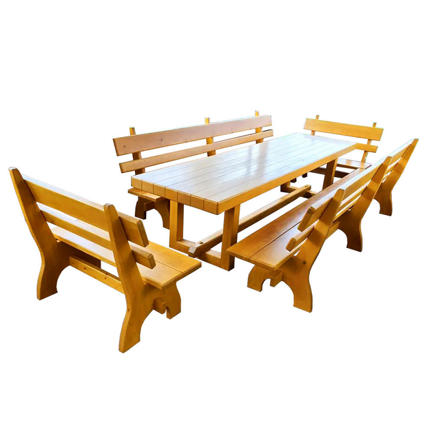 Садовый стол и скамейки из толстого бревна (300 мм.)