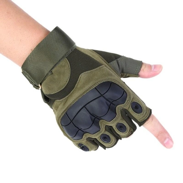 Перчатки тактические COMBAT без пальцев размер XL летние цвет хаки со вставками штурмовые - изображение 2
