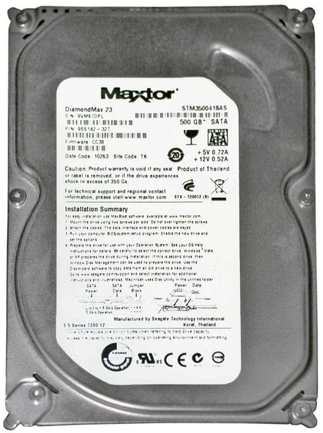 Жесткий диск Maxtor 3.5 DiamondMax 500Gb STM3500418AS, б/у – фото ...
