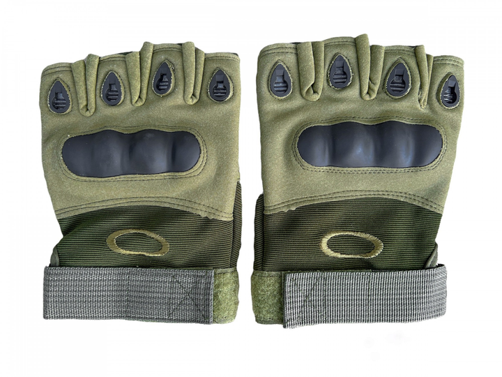 Тактические перчатки военные с открытыми пальцами с косточками цвет олива размер XL 1 пара - изображение 1