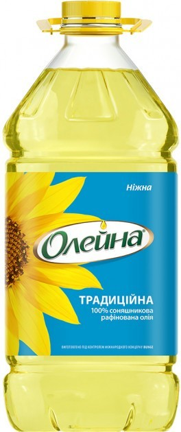 Масло подсолнечное Олейна Традиционная рафинированное 3 л (МА001157 ...