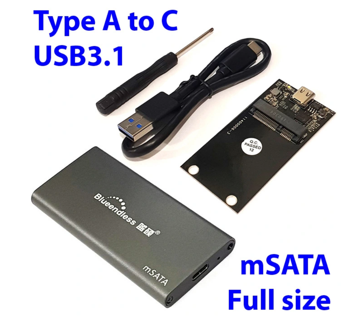 Зовнішня кишеня Blueendless M3C для Msata SSD USB 3.1 Type-C - зображення 6