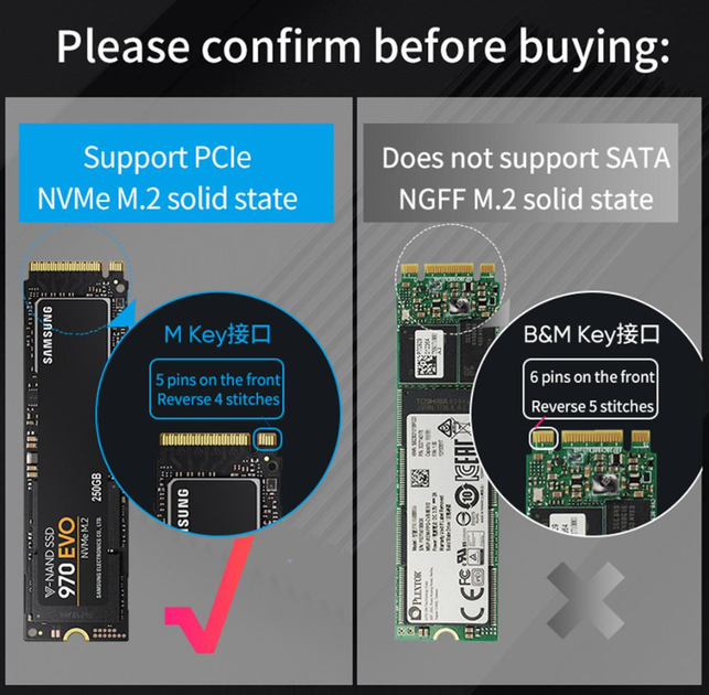 Зовнішня кишеня Blueendless PC280K для M2 NVMe (PCIe) SSD USB 3.1 Type-C - зображення 10