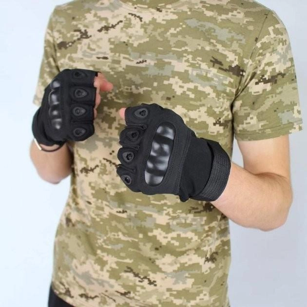 Тактичні рукавиці безпалі Oakley (велорукавиці, моторукавиці) Чорні XL - зображення 2