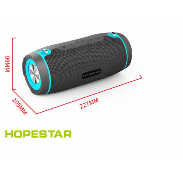 Портативная беспроводная блютуз колонка Hopestar H45 Party стерео акустика 10 ВТ с FM радио флешкой и поддержкой TF с подсветкой влагостойкая Bluetooth 4.2 Серая с синим - изображение 2