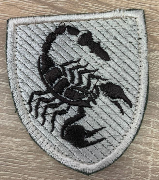 Шеврон Скорпион в щите на липучке Safety Черно-белый - изображение 1