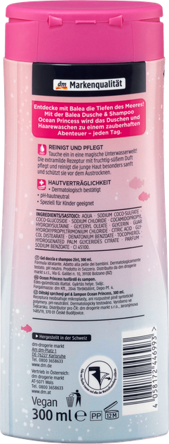 Детский шампунь для девочек 2 в 1 Balea for girls Shampoo & Dusche Ocean Princess 300мл - изображение 2