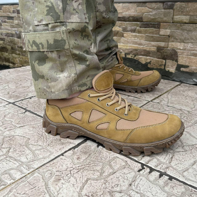 Кросівки чоловічі тактичні літні сітка ЗСУ (ЗСУ) 7101 40 р 26 см коричневі - зображення 1
