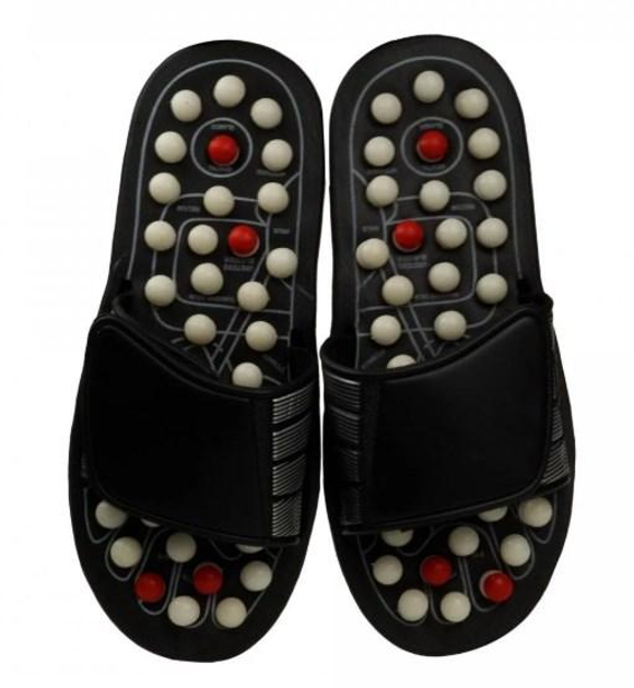 Рефлекторные массажные тапочки Supretto 44-45 Черный с белым (52360004) - изображение 1