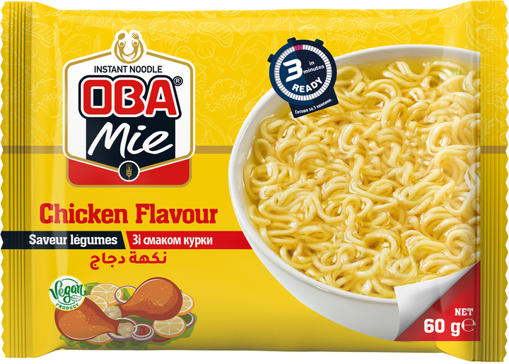Упаковка лапши быстрого приготовления OBA Mie со вкусом курицы Без ...