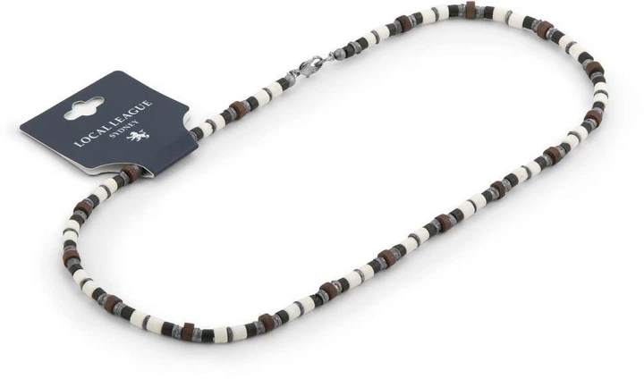 Короткие мужские бусы (чокер) из дерева и кости Local League LN455