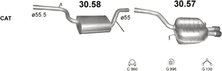 Глушник POLMO VW Passat 1.8/2.0 FSi (30.58)-(850167) (Polmo-30.58) - зображення 1