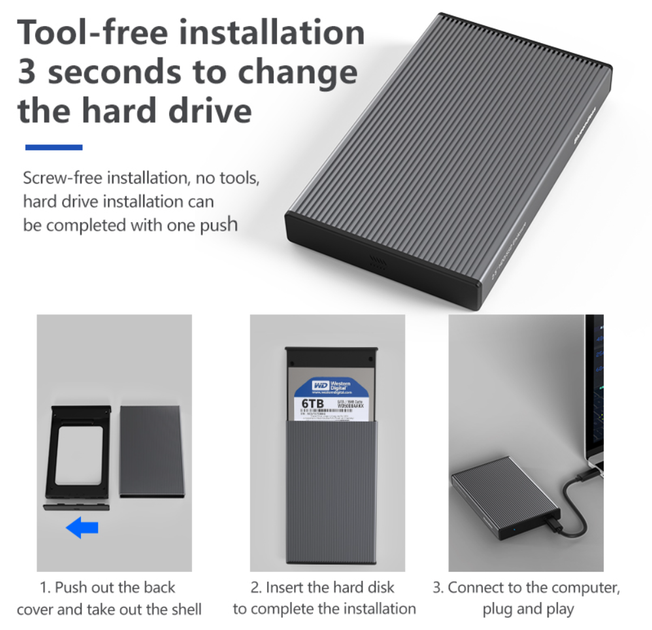 Зовнішня кишеня Blueendless MR23F USB 3.0 для HDD 2.5" - зображення 4