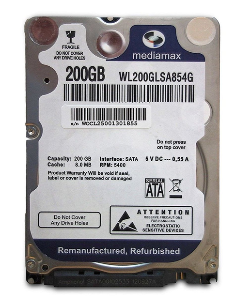 Накопитель HDD 2.5" SATA 200GB Mediamax 5400rpm 8MB (WL200GLSA854G) - изображение 1