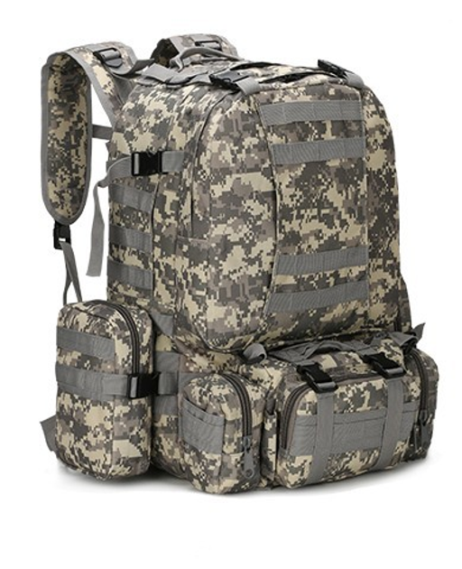 Рюкзак тактический армейский камуфляжный пиксельный серый 56 литров з сумочками - изображение 1