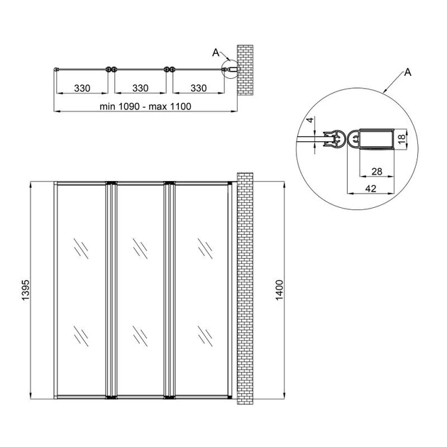 Штора на ванну Qtap Gemini WHI401114RP4 стекло Pear 4 мм SD00045279 - изображение 2