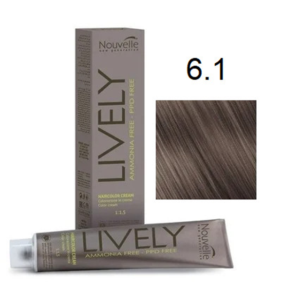 Крем-краска для волос безаммиачная Nouvelle Lively Hair Color 6.1 ...