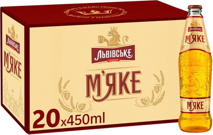 Упаковка пива Львівське М'яке світле фільтроване 4.2% 0.45 л х 20 шт ...