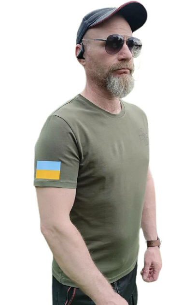 Военная футболка с эмблемой ВСУ и флагом Украины Размер XL 52 хаки 120162 - изображение 2