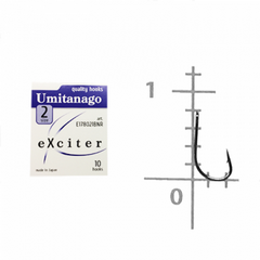 Крючок eXciter model Umitanago № 2 (10 hooks) - Фото 2 Крючок eXciter model Umitanago № 2 (10 hooks) - изображение 2