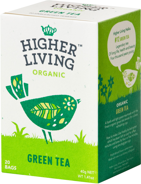 Чай Higher Living зелёный органический Green Tea 20 пакетиков ...